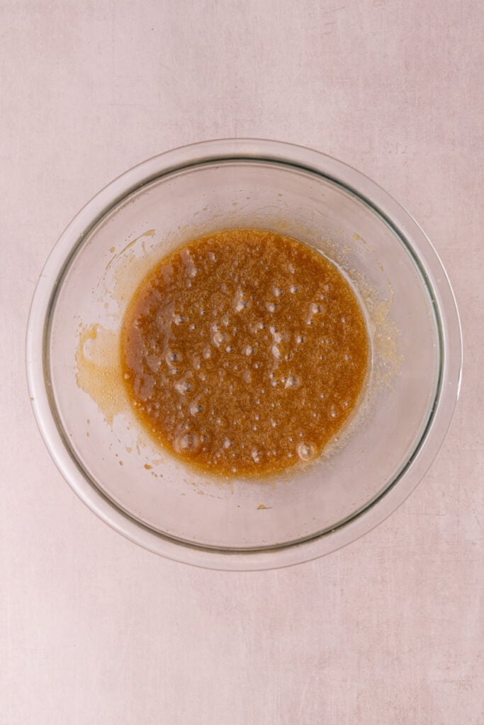 Brown butter, brown sugar, vanilla extract, and an egg mixed together.