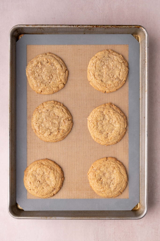 Freshly baked chewy butter crunch cookies with crispy edges.