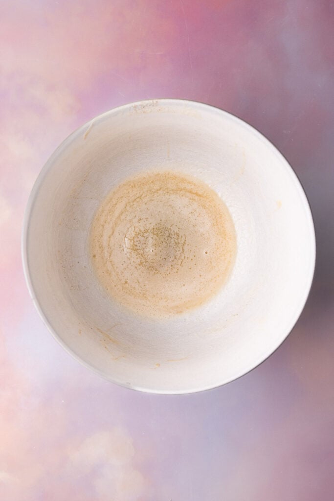 Brown butter in a mixing bowl that's had a chance to re-solidify in the refrigerator.