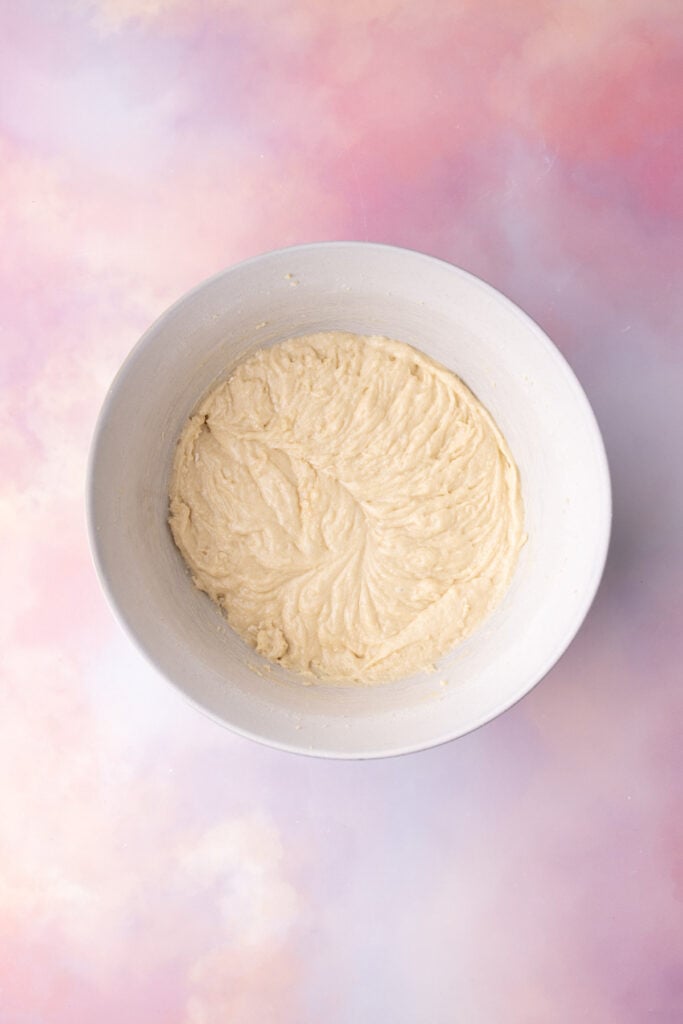 Coffee cake batter made with sour cream for a moist cake.
