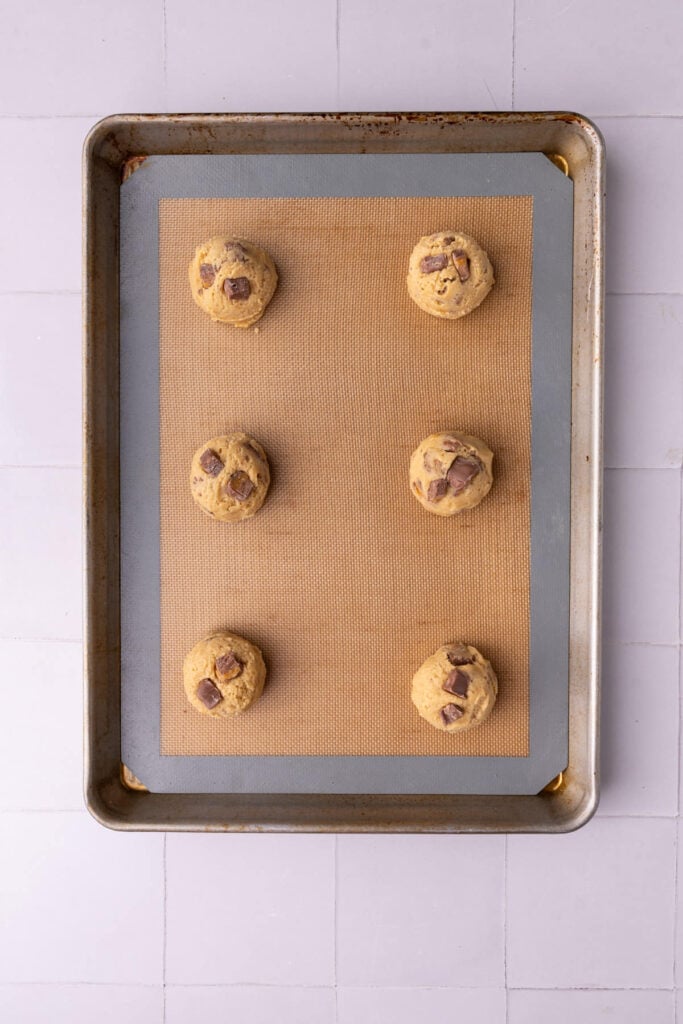 Milky Way cookies ready to bake in the oven.