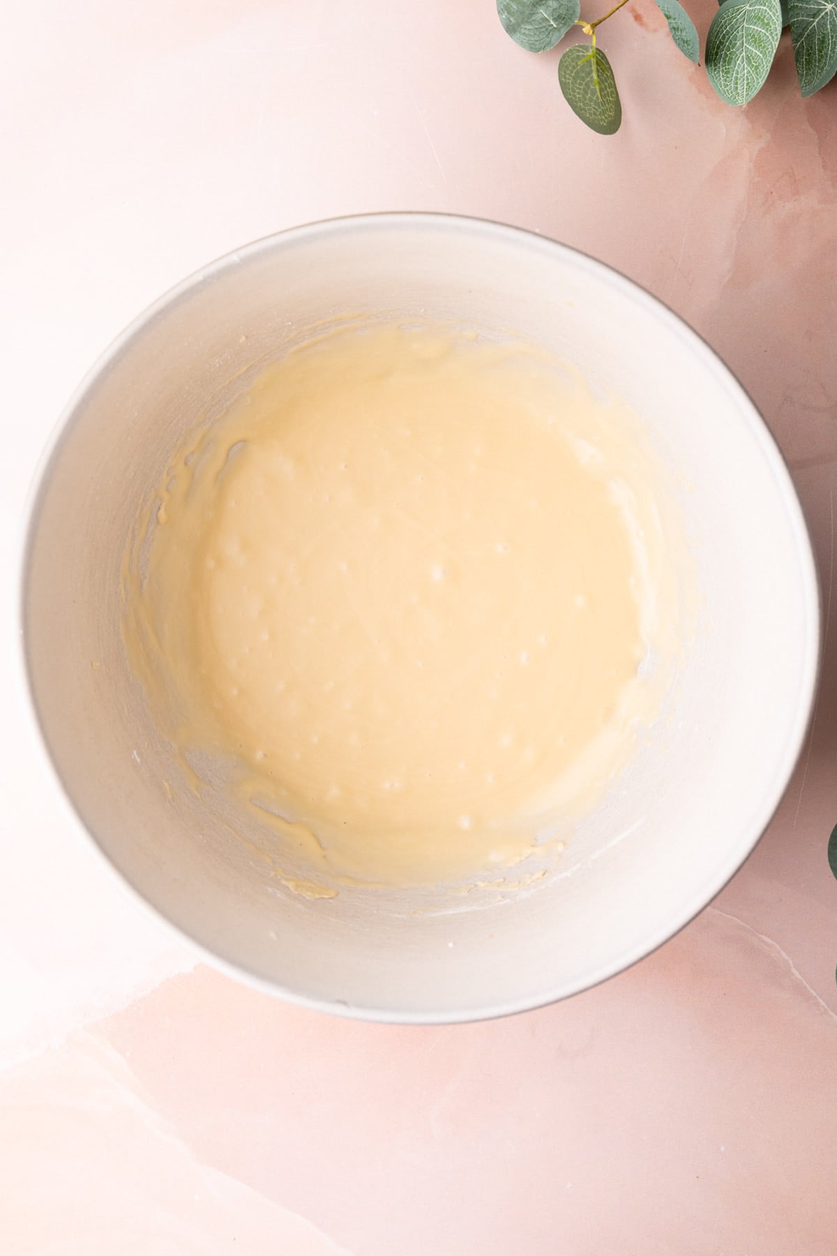 Large mixing bowl with maple drizzle.
