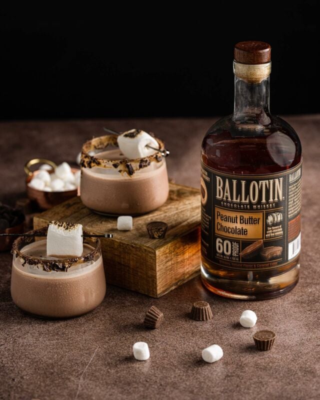 Happy National Peanut Butter Day!! This calls for a celebration! And what better way to celebrate than with @BallotinWhiskey Peanut Butter Chocolate Whiskey? Ballotin mixes 3-year old barrel-aged whiskey with all-natural ingredients to bring you a balanced mix of warm whiskey notes and deliciously indulgent flavors. It's absolutely delicious on its own, or can be used to make decadent, celebration-worthy libations, like this Chocolate Fluffernutter Cocktail. #ad Grab the full recipe below:
#BallotinChocolateWhiskey🍫🥃 #LiveDeliciously

Ingredients:
🥃 3 ounces @BallotinWhiskey Peanut Butter Chocolate Whiskey
🥃 2 ounces heavy cream
🥃 1 tablespoon marshmallow fluff
🥃 1 tablespoon dark chocolate chips
🥃 1 tablespoon creamy peanut butter

Method:
🥃 In a small pot, heat cream, fluff, chocolate chips, and peanut butter over low heat, stirring frequently until smooth
🥃 Add cream mixture to a cocktail shaker with @BallotinWhiskey Peanut Butter Chocolate whiskey and ice and shake vigorously to chill
🥃 Serve over whiskey ice in a lowball glass and garnish with a toasted marshmallow. Enjoy!
#nationalpeanutbutterday #peanutbutterchocolate #flavoredwhiskey #fluffernuttercocktail #fluffernutter
