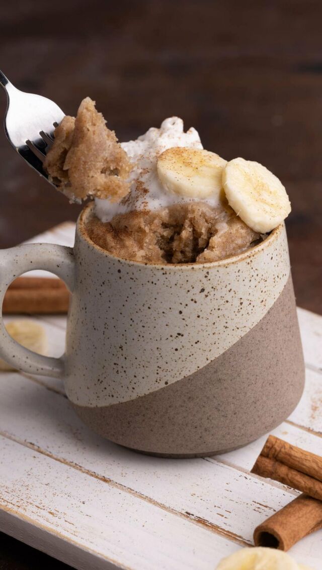 This Banana Bread in a Mug has a moist texture, plenty of fruity flavor, and aromatic cinnamon to tickle your taste buds in just 5 minutes!

Ingredients
-½ large overripe banana
-2 tablespoons light brown sugar (tightly packed)
-1 teaspoon vanilla extract
-¼ cup all-purpose flour
-¼ teaspoon baking powder
-⅛ teaspoon salt
-¼ teaspoon cinnamon
-1 tablespoon milk (dairy or unsweetened plant-based)
-tablespoons oil (vegetable, canola, grapeseed, or coconut oil in liquid.

Method
 -To a standard 8- or 10- ounce mug, add the banana and use a fork to press down to mash it until it is almost completely liquefied.  -Add the brown sugar and vanilla extract and use the fork to combine with the banana.  -Next, add the flour, baking powder, salt, and cinnamon and mix again with the fork, ensuring there are no lumps.  -Finally, add the oil and milk and slowly mix until the liquid is integrated and the banana bread batter is smooth.  -Microwave on high for 90-seconds, then allow the mug banana bread to sit in the microwave for an additional 1 minute. If the center still seems too undercooked, you can microwave it for an additional 8-12 seconds. Enjoy!
#bananabread #mugcake #singleserve #singleserving #microwaverecipe