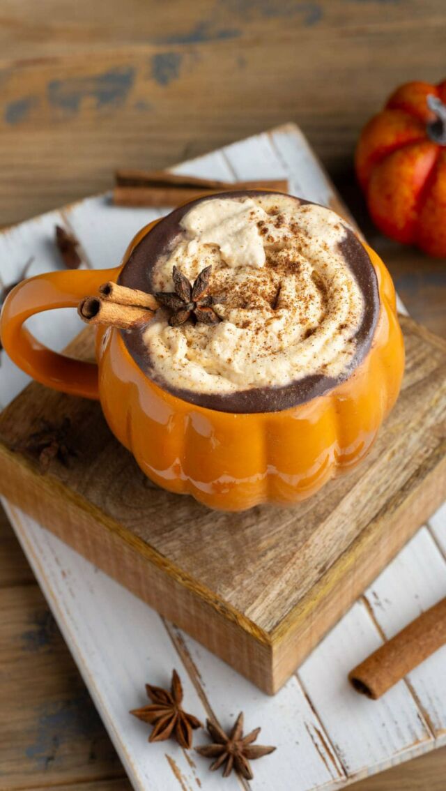 Pumpkin Spice Hot Chocolate combines the warmth of hot cocoa with the aromatic spices of pumpkin pie, and earthiness of real pumpkin.

PS Hot Chocolate
-2 cups milk of choice (dairy or unsweetened plant-based)
-⅓ cup dark chocolate chips
-2 tablespoons pumpkin puree (see notes)
-½ teaspoon pumpkin pie spice
-2 tablespoons granulated sugar
-1 tablespoon cocoa powder

Method
-To a pot or large saucepan, add the milk and chocolate chips over medium heat. Continue to heat, whisking frequently until chocolate chips are melted and integrated into the milk (about 3-5 minutes). -Add the pumpkin puree, pumpkin pie spice, granulated sugar, and cocoa powder and continue to heat and whisk, until your hot chocolate is smooth with no lumps. -Garnish and serve hot immediately.
#hotchocolate #pumpkinspice #pumpkinspiceeverything #pumpkinspiceseason #pumpkineverything #pumpkinseason