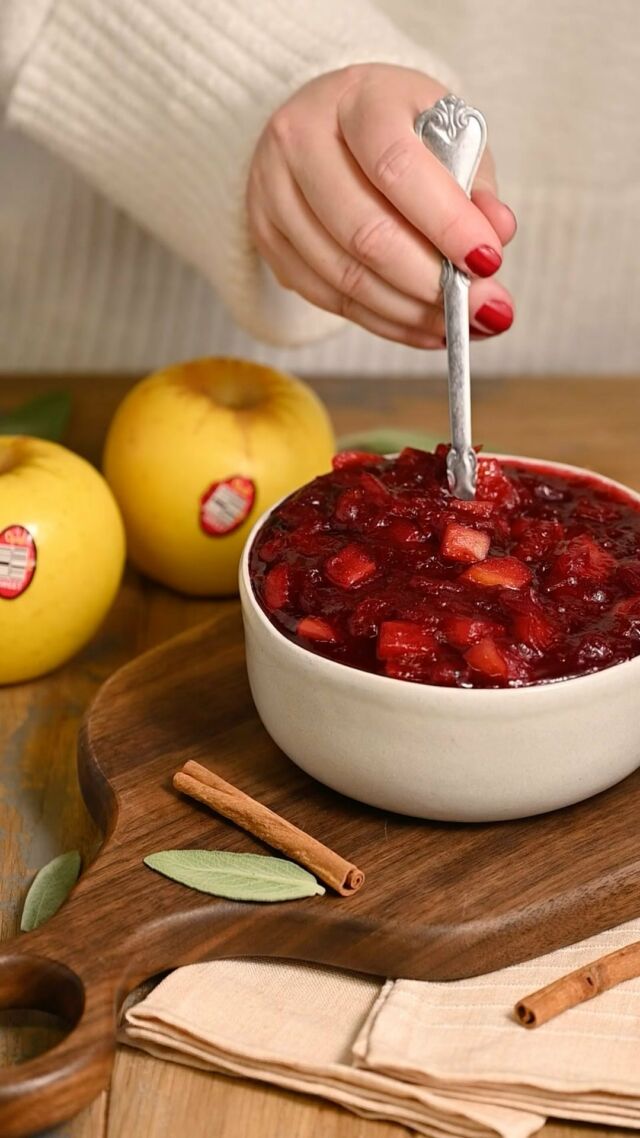 Adding @opal_apple to your homemade cranberry sauce is a simple way to impress your guests this Thanksgiving! #ad I love to use Opal apples not only because of their sweet and tangy flavor, but also because they have a natural non-browning factor which means I can chop my apples and set them aside until they’re ready to add to the sauce without worrying about them staying fresh. Opal Apples are Certified Organic and non-GMO, and when you support Opal Apples, you also support their mission to help build sustainable communities through the Youth Make A Difference grant initiative. Find the full recipe below and find Opal apples at a retailer near you!

Apple Cranberry Sauce
- 12 ounces fresh cranberries
- 2 @opal_apple 
- 1 1/2 cups apple juice
- 3/4 cup light brown sugar
- 1/4 teaspoon ground cinnamon

Method
-Prep by washing your cranberries and rinsing and chopping your apples around the core. 
-Add the apple juice, brown sugar, and cinnamon to a small pot over medium heat. Bring to a boil and whisk to dissolve the sugar and cinnamon in the apple juice.
-Add the cranberries and simmer for about 5 minutes.
-Add the chopped apples and continue to simmer, stirring frequently until the cranberries pop, the apples soften, and the sauce thickens. Enjoy!

#OpalApplesPartner #CraveTheCrunch