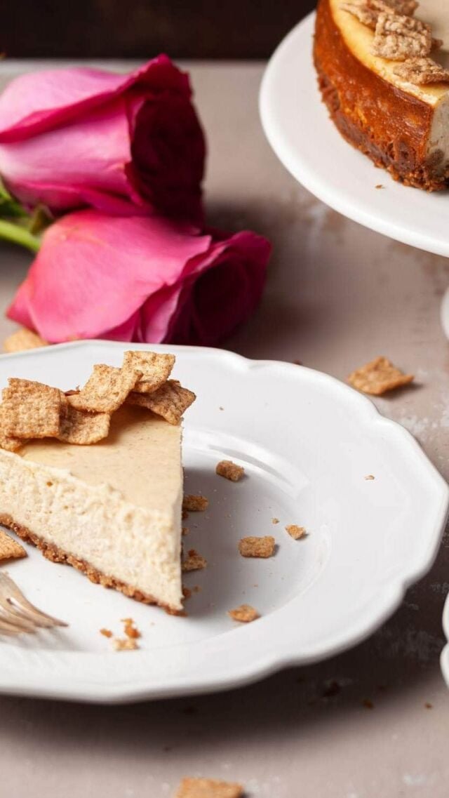 This Cinnamon Toast Crunch Cheesecake uses sweet cereal as a crunchy base to a creamy, silky filling to create the ultimate breakfast/dessert fusion.

Cinnamon Toast Crunch Crust
-4 cups Cinnamon Toast Crunch cereal (plus more for decorating)
-6 tablespoons melted unsalted butter
-3 tablespoons brown sugar (light or dark, tightly packed)
-¼ teaspoon cinnamon

-Preheat your oven to 375°F and line and grease a 9-inch springform pan.
-Add cinnamon toast crunch, melted butter, sugar and cinnamon to a blender or food processor and process on high until cereal turns into fine dust. It’s okay if there’s a few larger chunks left.
-Transfer mixture to your pan. Use your hands to press the mixture into the pan until it’s flat.
-Bake for 11-12 minutes until crispy, remove from the oven, and set on cooling rack for at least 15 minutes to cool.

Cinnamon Cheesecake Filling
-32 ounces cream cheese (4 blocks)
-8 ounces sour cream (at room temperature)
-1 cup granulated sugar
-2 teaspoons vanilla extract
-½ teaspoon ground cinnamon
-4 large eggs

-Bring oven temperature down to 325°F.
-Use a hand mixer to beat together the softened cream cheese and sugar until just combined.
-Add the sour cream, vanilla extract, and cinnamon and beat again until smooth.
-Crack the eggs into a separate bowl and beat until the whites and yolks of the eggs are combined.
-With hand-mixer on low, add the eggs and mix until just combined.
-Pour filling into the cooled crust and tilt the cake pan back and forth until filling is spread out evenly in the pan.
-Place on the middle rack and bake for 30 minutes at 325°F. Then, turn your oven down to 250°F, and bake for another 30 minutes. Finally, turn the oven off and crack it open. Leave the cheesecake in for another 45 minutes before removing. Allow to cool completely before enjoying and storing in the refrigerator. (see blog post if you want to use a water bath to guarantee no cracks)
-Optional: sprinkle some extra cinnamon toast crunch cereal around the edges of the cheesecake to decorate and add a little extra crunch. Enjoy!