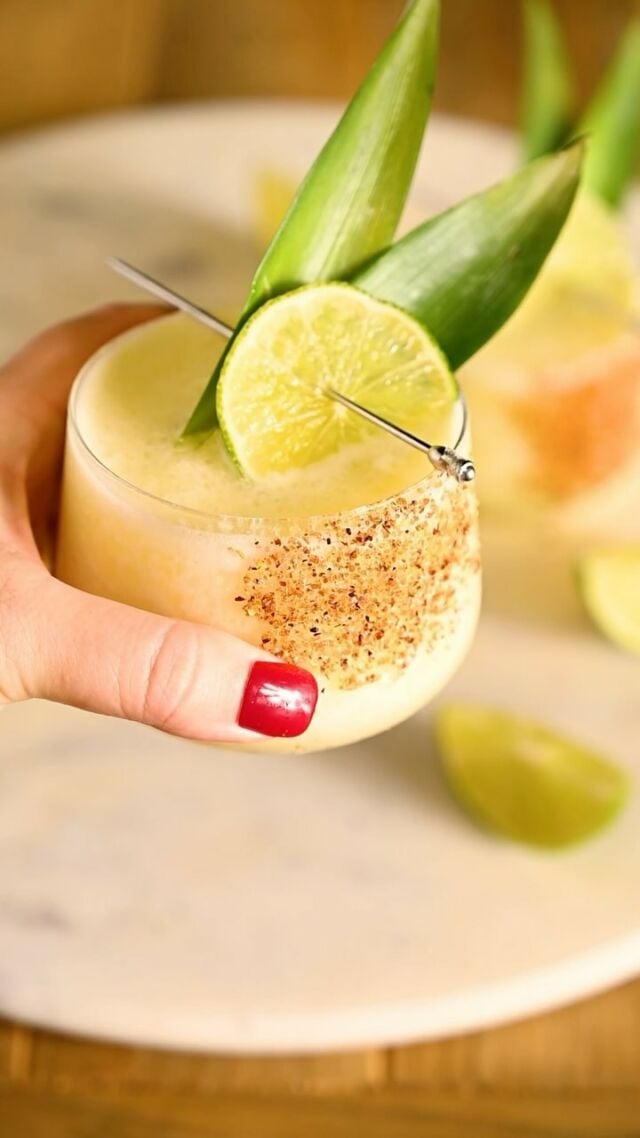 A summertime fave! This Frozen Pineapple Coconut Margarita is a big blender batch so it’s perfect to bring to the beach or pool, or for entertaining! It uses fresh pineapple, sweet cream of coconut, and lime to transport you to the tropics with every sip. 

Ingredients
🍍 4 cups ice 🍍 1 cup fresh pineapple, chopped
🍍 2 ounces lime juice
🍍 1 ounce agave nectar
🍍 5 ounces Blanco tequila 🍍 4 ounces cream of coconut

Method
🍍 Add the ice, pineapple, lime juice, agave, tequila, and cream of coconut to a blender.  🍍 Blend on high until smooth—about 2 minutes. Make sure there are no large ice chunks or pineapple chunks left behind.  🍍 Serve immediately and garnish with extra lime. Enjoy!
#frozenmargarita #pineapplecoconut #summervibes
