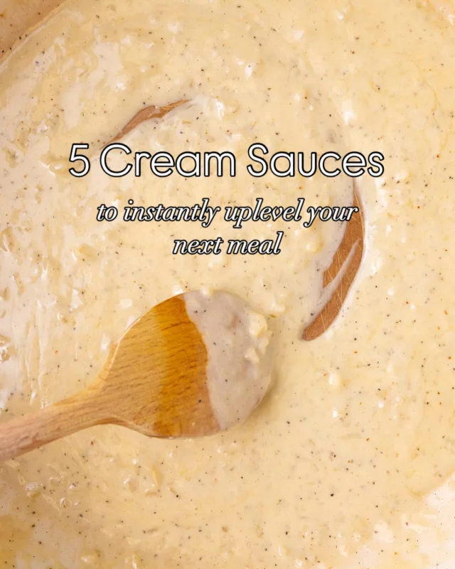 When I think of easily elevating a meal, my mind goes straight to a quick & easy cream sauce! Which one are you choosing?
1. White wine cream sauce
2. Garlic Parmesan sauce
3. Cajun cream sauce
4. Shallot cream sauce
5. Sherry cream sauce 

Let me know in the comments! And find all these sauce recipes (and so much more!!!) at marleysmenu.com ❤️