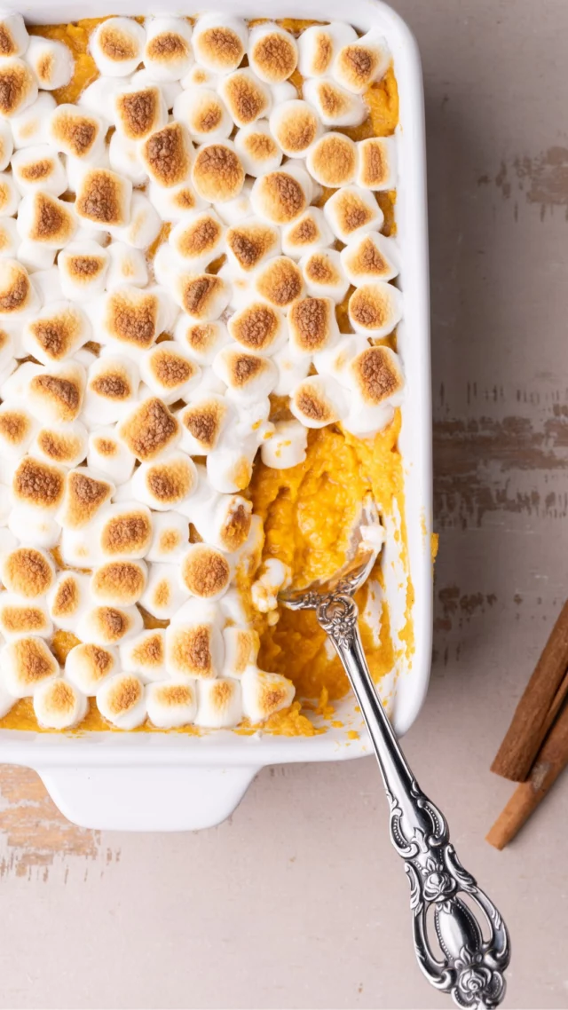 This Easy Maple Sweet Potato Casserole maximizes the caramel and vanilla flavors of maple syrup and the natural sweetness of the potatoes to bring bold taste with just a few ingredients!
ㅤ
Maple Sweet Potato Casserole
-3 large sweet potatoes
-3 tablespoons unsalted butter
-up to ½ cup milk
-¼ cup maple syrup
-½ teaspoon salt
-½ teaspoon cinnamon (optional)
-1 ½ cups mini marshmallows
ㅤ
-In a large pot, bring 10 cups of water to a rolling boil.
-Peel your sweet potatoes and remove any discoloration or lumps. Then, chop them into small chunks, about 2 inches in diameter to speed up their cooking time.
Boil sweet potatoes until fork-tender (usually 25-35 minutes).
-Drain potatoes and add them to a large mixing bowl. For best results, use a potato masher or fork to mash sweet potatoes and remove any lumps.
-Preheat your oven to broil (500°F).
-Add butter and ¼ cup milk and use your hand mixer on high to mix until smooth. Assess consistency. We are aiming for light and airy (think mashed potatoes). Add more milk if necessary (up to ½ cup total).
-Add maple syrup, salt, and cinnamon (optional) and mix to combine.
-Transfer sweet potatoes to a 9" x 13" baking dish and top with mini marshmallows. Stick your sweet potatoes under the broiler for 30 seconds - 1 minute, until marshmallows brown on top.
ㅤ
Sweet, creamy, and topped with gooey marshmallows, this Easy Maple Sweet Potato Casserole is the perfect cozy side dish for fall gatherings and holiday tables.
ㅤ
Save this recipe for Thanksgiving and tag me when you make it!