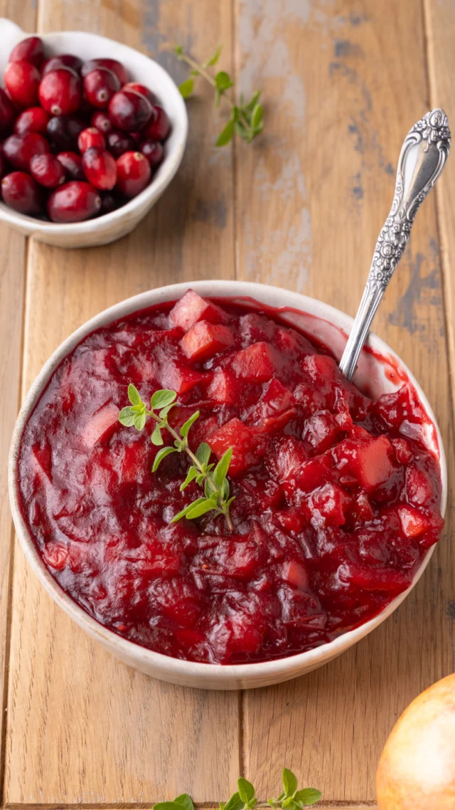 This Cranberry Sauce with Apples tweaks the classic Thanksgiving side dish to easily elevate it without straying too far from the traditional taste. Just 5 ingredients, one pot, and 20 minutes!
ㅤ
Apple Cranberry Sauce
-1 ½ cups apple juice
-¾ cup light brown sugar (packed)
-¼ teaspoon cinnamon
-12 ounces (3 ¼ cups) fresh cranberries -2 fresh apples
-To a small pot over medium heat, add the apple juice, brown sugar, and cinnamon. Simmer and stir until all of the sugar and cinnamon is dissolved into the juice.
-Still over medium heat, add the washed fresh cranberries and bring to a steady simmer.
-While the cranberries are simmering in the juice, wash, core, and chop your apple. For a finer, smoother sauce, dice the apple into small bits. If you want larger chunks (as pictured), chop apple into cubes, roughly ½ cubic inch.
-Add the apple to the pot and stir. Continue to simmer, stirring occasionally, until the cranberries pop, the apples soften, and the liquid thickens into a sticky sauce. This usually takes me about 12-15 minutes, but you can't overcook it! Just make sure you stir occasionally so nothing sticks to the bottom of the pot and burns. Cool and store in the refrigerator for up to 2 weeks.
ㅤ
Save this twist on the classic and make your Thanksgiving table unforgettable!