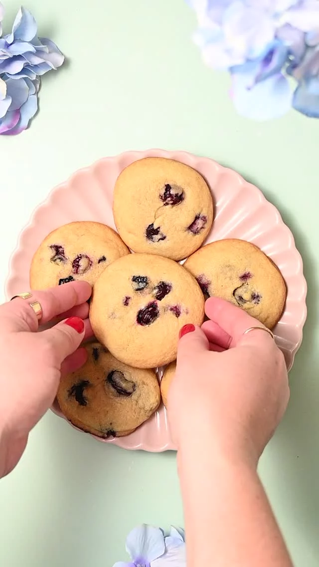 These quick and easy blueberry cookies boast a chewy brown sugar base, peppered with fresh bursting blueberries. No chilling time and only one bowl required.

30-Minute Chewy Blueberry Cookies
-½ cup unsalted butter
-1 cup light brown sugar (tightly packed)
-1 large egg
-1 teaspoon vanilla extract
-1 ⅓ cup all-purpose flour
-1 tablespoon cornstarch
-½ teaspoon baking soda
-½ teaspoon salt
-1 cup fresh blueberries (washed and dry)

-Preheat your oven to 350°F and line a large baking sheet with parchment paper or a reusable baking mat.
Cut the butter into 1 tablespoon-sized cubes and place it in a large, microwave-safe mixing bowl. Microwave on high for 30-seconds and whisk. If it needs more time to melt, microwave in 10-second intervals, whisking in between until liquefied.
-Add the brown sugar to the melted butter and whisk to combine.
-Whisk in the egg and vanilla extract.
-Add the flour, cornstarch, baking soda, and salt and combine. At this point you may want to switch to a spatula to mix.
-Lastly, fold in your blueberries. Be gentle so they don't burst. If some break, no worries. Just try your best to keep as many as you can whole.
-Use a small cookie scoop or 1 tablespoon of dough to portion out your cookies. Roll them in between two clean hands so they are perfectly round and place them on your prepared baking sheet, leaving ample space in between each one for spreading. Try to keep the blueberries towards the center and top of the cookie, rather than the sides or bottom.
-Bake at 350°F for 13-15 minutes until the edges are crisp. If any blueberries burst and leak, just use a spoon to encourage the juice back into the cookie. Allow to cool at least 20 minutes. Enjoy!

Comment "inbox" to have recipe sent directly to you https://marleysmenu.com/blueberry-cookies/